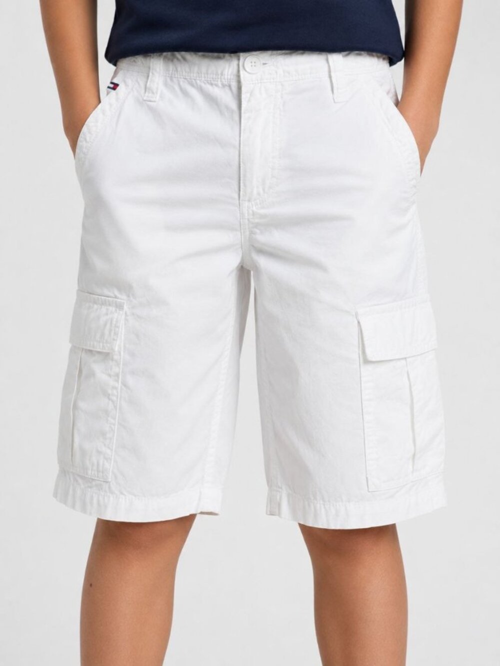 Tommy Hilfiger Boys White Cargo Shorts Size 10 100% Cotton Classic Summer